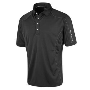 Island Green Mens Topstitched Golf Polo Shirt / Black